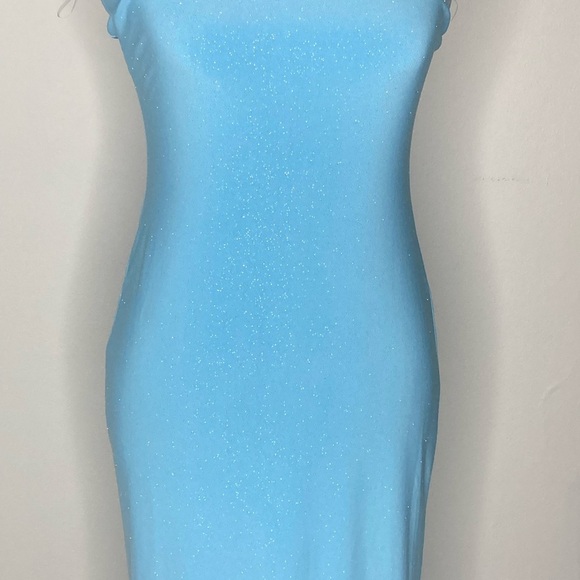 Sparkle Bandeau Blue Strapless Dress - Picture 4 of 13